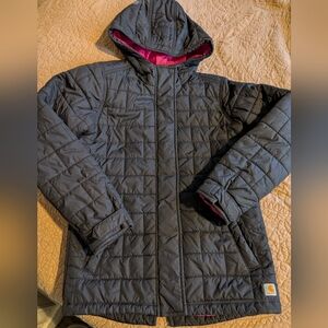 Carhartt Black Jacket with Vibrant Pink Lining
